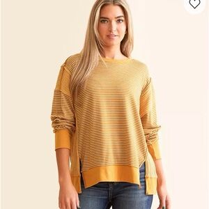 BKE: Mustard Stripe Lightweight Women's Sweater